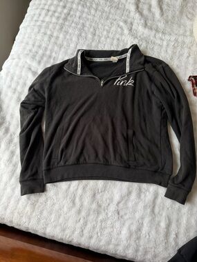 PINK Victoria's Secret Black Half-Zip Pullover Sweatshirt